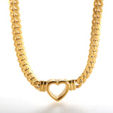 Gold-Plated Waterproof Stainless Steel Love Heart Shape Necklace