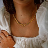 Gold-Plated Waterproof Stainless Steel Love Heart Shape Necklace