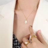 Stainless Steel Flower Tulips Seashell Pendant Necklace Women Girl Birthday