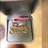 Personalized Crown Double Names Necklace for Women - Butterfly Choker