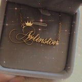 Personalized Crown Double Names Necklace for Women - Butterfly Choker