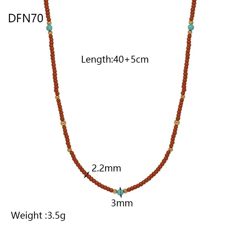 Vintage Warm Brown Seed Beads Necklace for Women