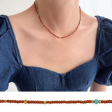 Vintage Warm Brown Seed Beads Necklace for Women