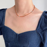 Vintage Warm Brown Seed Beads Necklace for Women