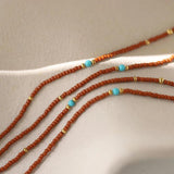 Vintage Warm Brown Seed Beads Necklace for Women
