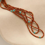 Vintage Warm Brown Seed Beads Necklace for Women