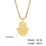 Stainless Steel Fatima Hamsa Hand Egyptian Evil Eye Pendant Necklace
