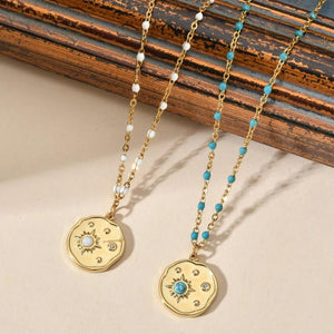 Sun Pendant Stainless Steel Necklace Choker Chain Gift