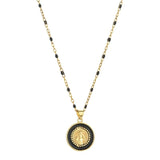 Enamel Virgin Mary Pendant Necklace Golden Plated Chain
