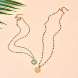 Enamel Virgin Mary Pendant Necklace Golden Plated Chain