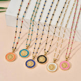 Enamel Virgin Mary Pendant Necklace Golden Plated Chain