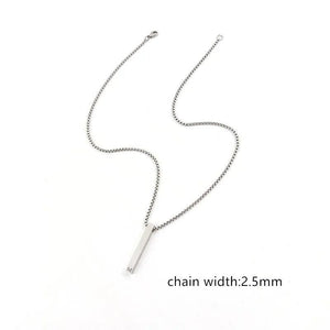 Rectangle Initial Letter Pendant Necklace Men Stainless Steel Chain