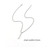 Rectangle Initial Letter Pendant Necklace Men Stainless Steel Chain