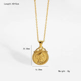 Vintage PVD Plated Double Side Coin Pendant Necklace for Women