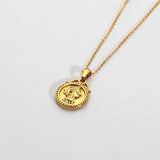 Vintage PVD Plated Double Side Coin Pendant Necklace for Women