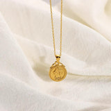 Vintage PVD Plated Double Side Coin Pendant Necklace for Women