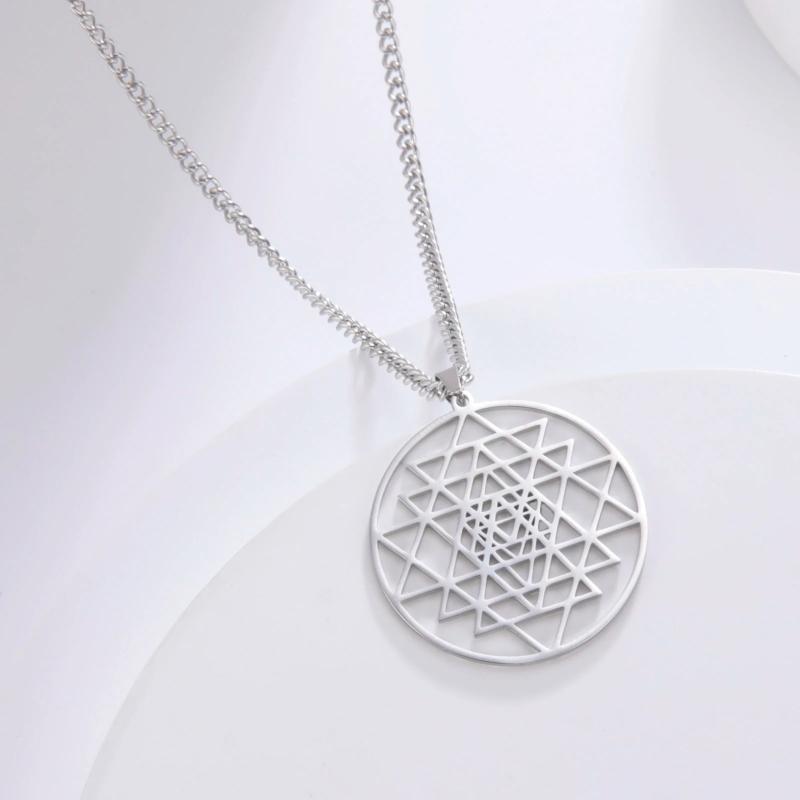 Sacred Geometry Necklace Sri Yantra Symbol Pendant