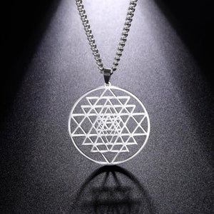 Sacred Geometry Necklace Sri Yantra Symbol Pendant