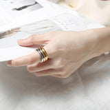 3-Piece Set Rose Gold/Silver Titanium Steel Round Rings for Women