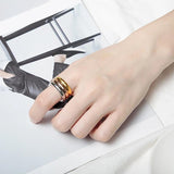 3-Piece Set Rose Gold/Silver Titanium Steel Round Rings for Women