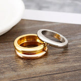3-Piece Set Rose Gold/Silver Titanium Steel Round Rings for Women