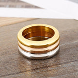 3-Piece Set Rose Gold/Silver Titanium Steel Round Rings for Women