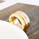 3-Piece Set Rose Gold/Silver Titanium Steel Round Rings for Women