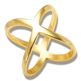 X Shape Cross Cutout Ring Stainless Steel 18K Plated Waterproof