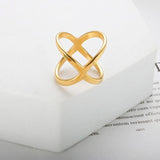 X Shape Cross Cutout Ring Stainless Steel 18K Plated Waterproof