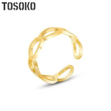 Stainless Steel Oval Hollow Adjustable Couple Ring Plated 18K BSA273