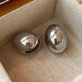 925 Silver Oval Ball Earrings Exaggerated Jewelry