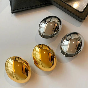 925 Silver Oval Ball Earrings Exaggerated Jewelry