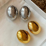 925 Silver Oval Ball Earrings Exaggerated Jewelry