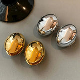 925 Silver Oval Ball Earrings Exaggerated Jewelry