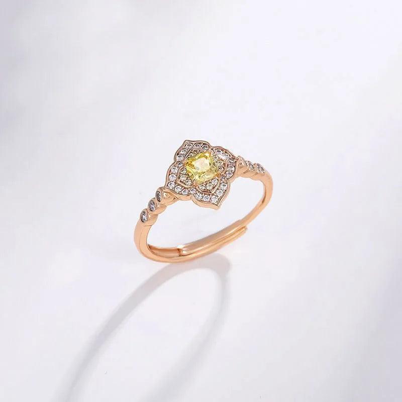 18K Plated Zircon Rose Red Rings For Women - Upmarket Micro CZ Jewelry