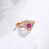 18K Plated Zircon Rose Red Rings For Women - Upmarket Micro CZ Jewelry