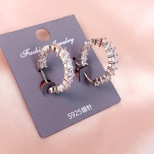 Big Round Cubic Zirconia Stud Earrings for Women Girls