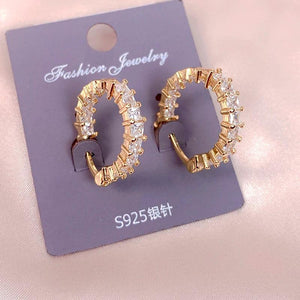 Big Round Cubic Zirconia Stud Earrings for Women Girls