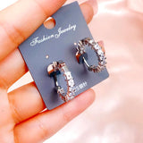 Big Round Cubic Zirconia Stud Earrings for Women Girls