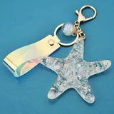 Starfish Keychain Lanyard Holder Crystal Acrylic Car Key Ring Bag Charms Pendant