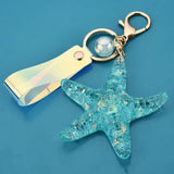 Starfish Keychain Lanyard Holder Crystal Acrylic Car Key Ring Bag Charms Pendant