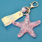 Starfish Keychain Lanyard Holder Crystal Acrylic Car Key Ring Bag Charms Pendant