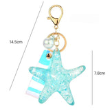 Starfish Keychain Lanyard Holder Crystal Acrylic Car Key Ring Bag Charms Pendant