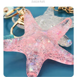 Starfish Keychain Lanyard Holder Crystal Acrylic Car Key Ring Bag Charms Pendant