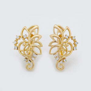 Symmetry Flower Dangle Earrings 18K Filled Natural Zircon Fine Jewelry