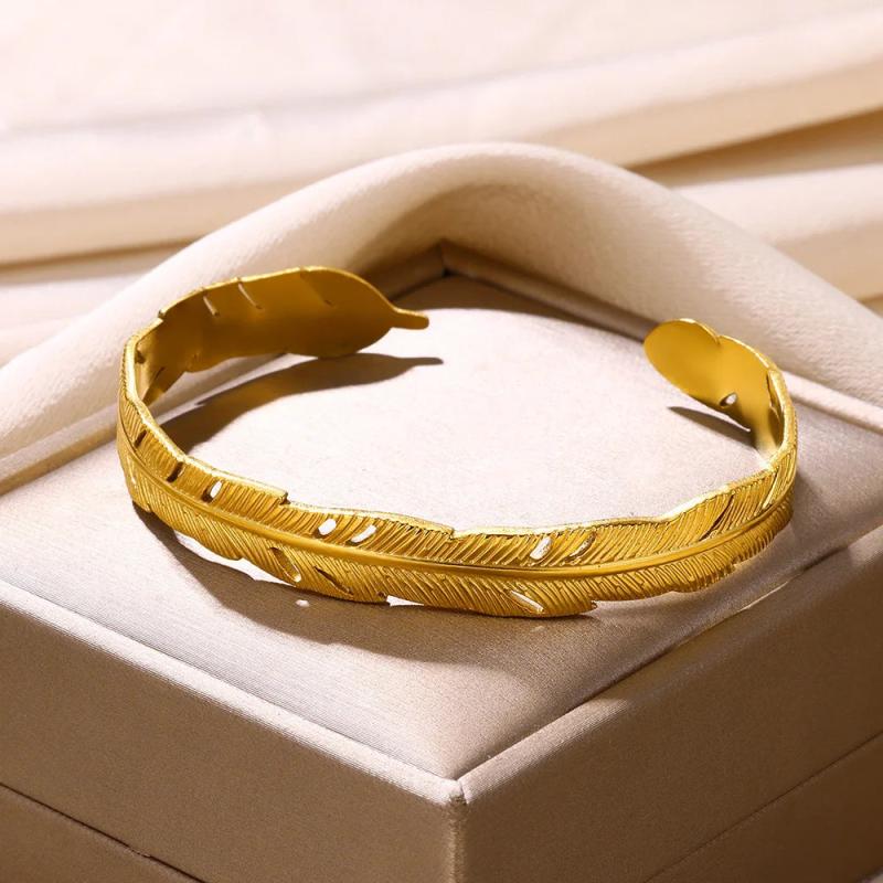 18K Stainless Steel Snake Bracelet for Women, Hollow Opening