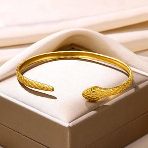 18K Stainless Steel Snake Bracelet for Women, Hollow Opening