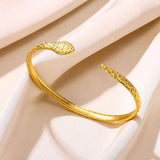 18K Stainless Steel Snake Bracelet for Women, Hollow Opening