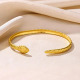 18K Stainless Steel Snake Bracelet for Women, Hollow Opening