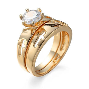 2 Rings Jewelry Cross Women 18k AAA+ Cubic Zircon